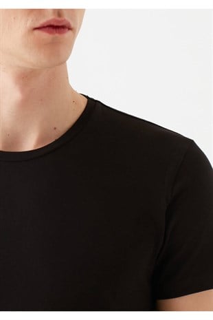 Mavi Stretch Erkek T-shirt Siyah
