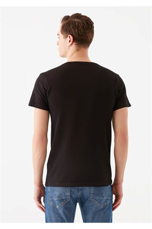 Mavi Stretch Erkek T-shirt Siyah