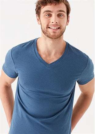 Mavi Stretch V Yaka  İndigo Erkek Tişört