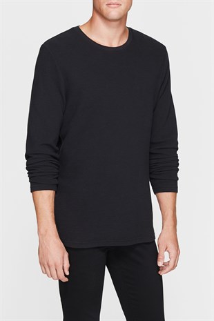 Mavi Uzun Kol Penye Siyah