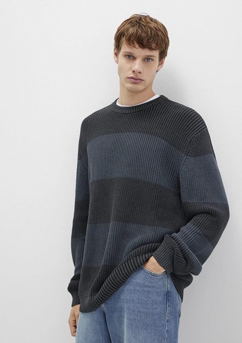 Mavi Koyu Gri Erkek Kazak 0710290-70090