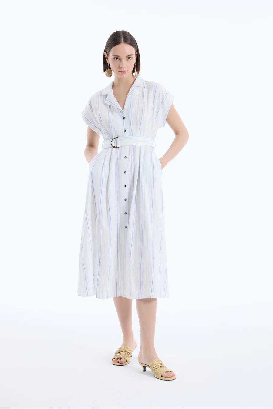 Quzu Çizgi Detaylı Elbise 25YELB00461