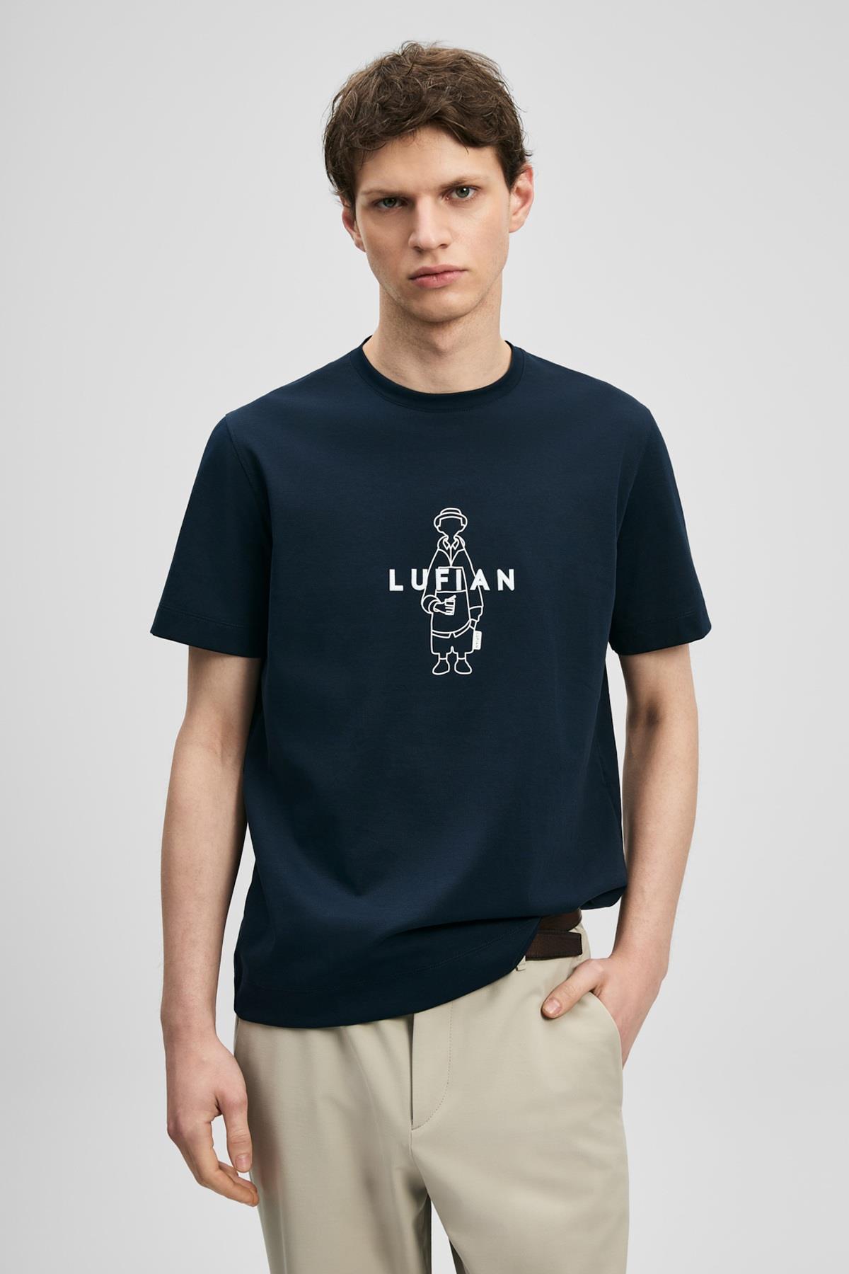 Lufian Sımbad Modern Grafik T- Shirt Lacivert-111020307
