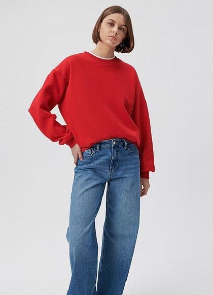 Mavi Bisiklet Yaka Parlak Kırmızı Kadın Sweatshirt 1610198-80791