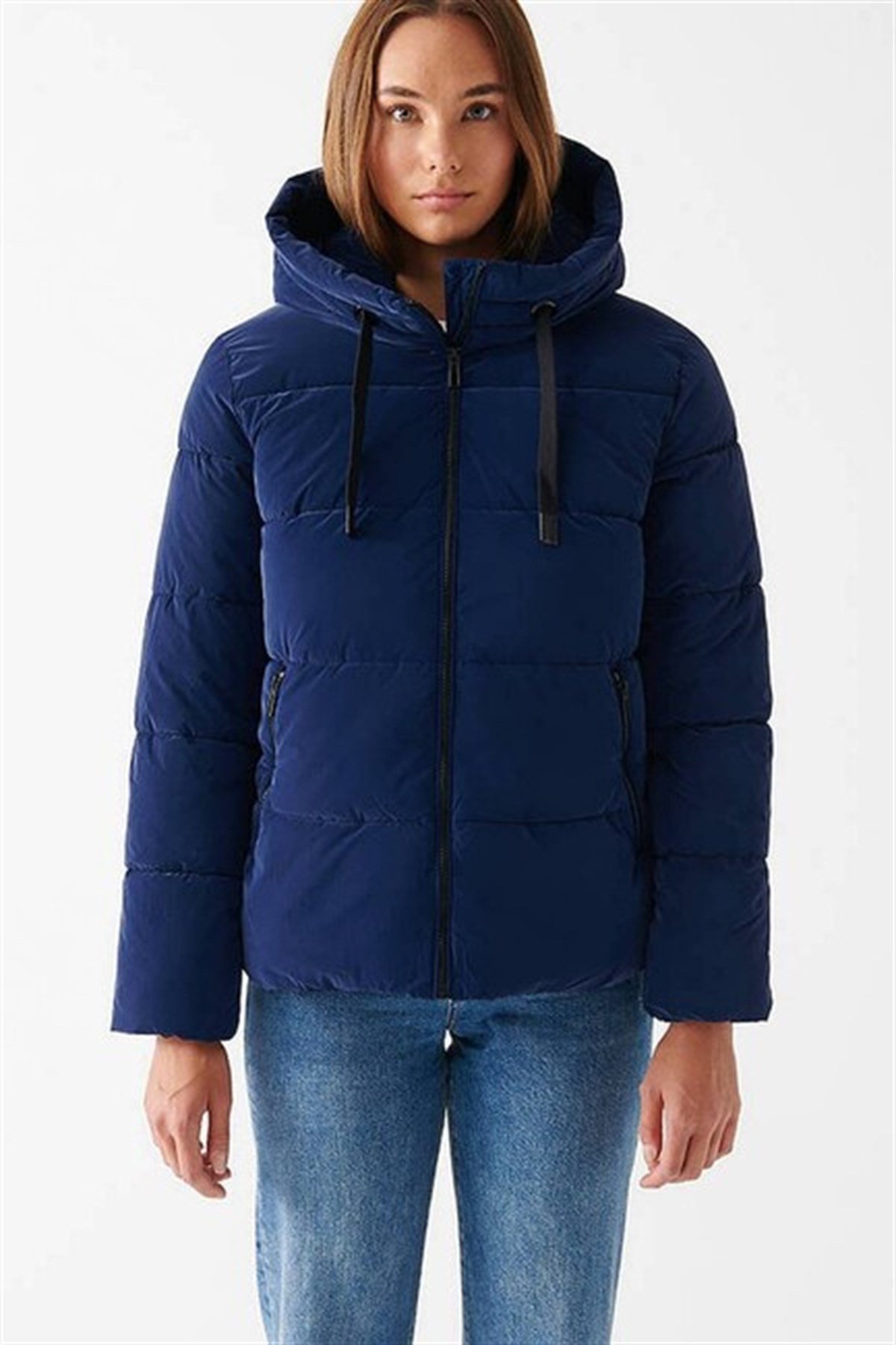 Mavi Kapüşonlu Lacivert Kadın Ceket   1110043-81774