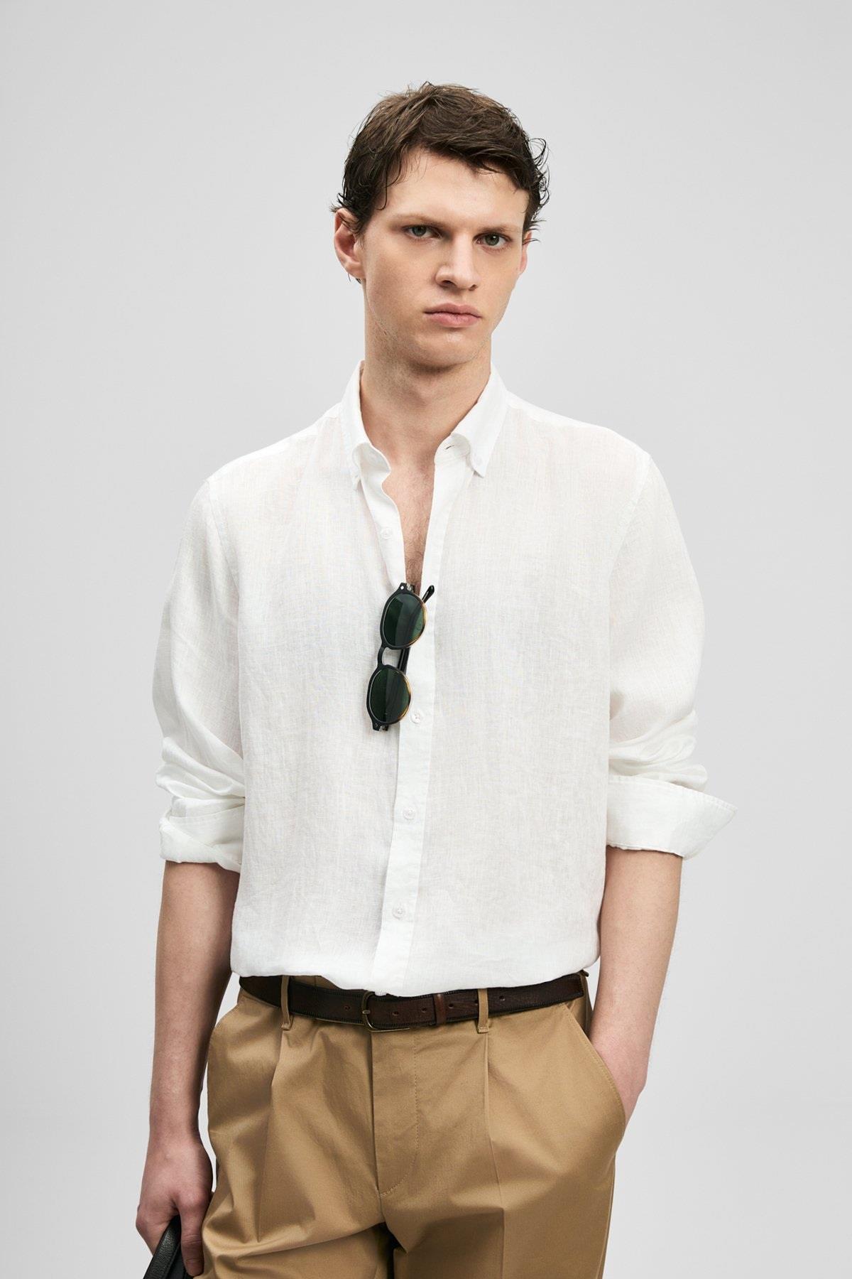 Lufian Pitaya Erkek Keten Gömlek Comfort Fit-111010654