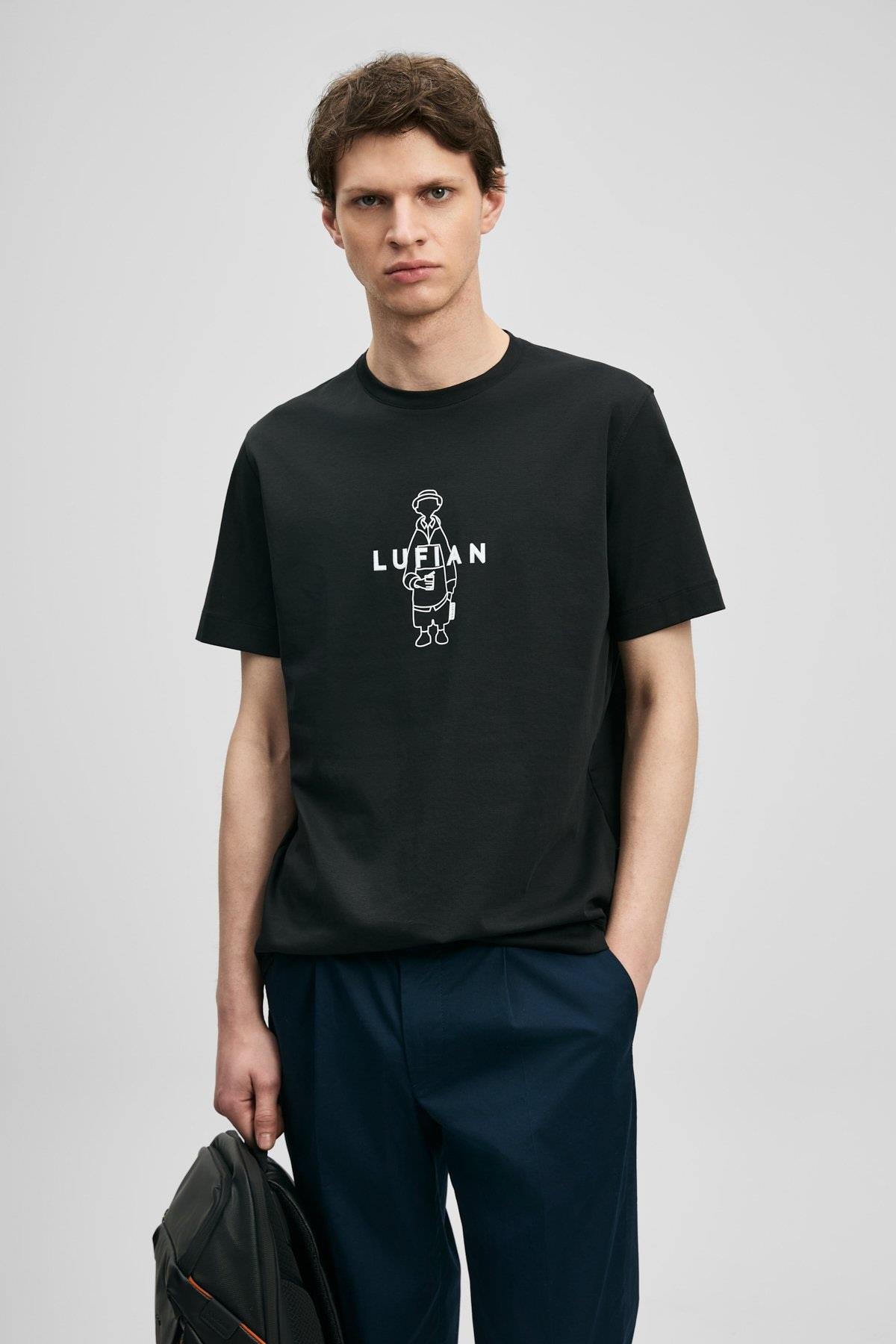 Lufian Sımbad Modern Grafik T- Shirt Lacivert-111020307