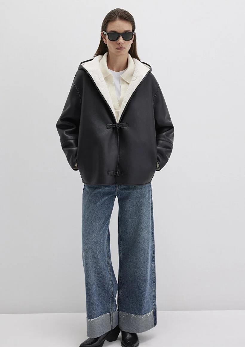 Mavi Kapişonlu  Siyah Kadın Mont 1110612-900