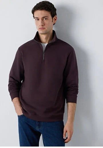 Mavi Yarım Fermuarlı  Erkek Sweatshirt 0S20027-88083