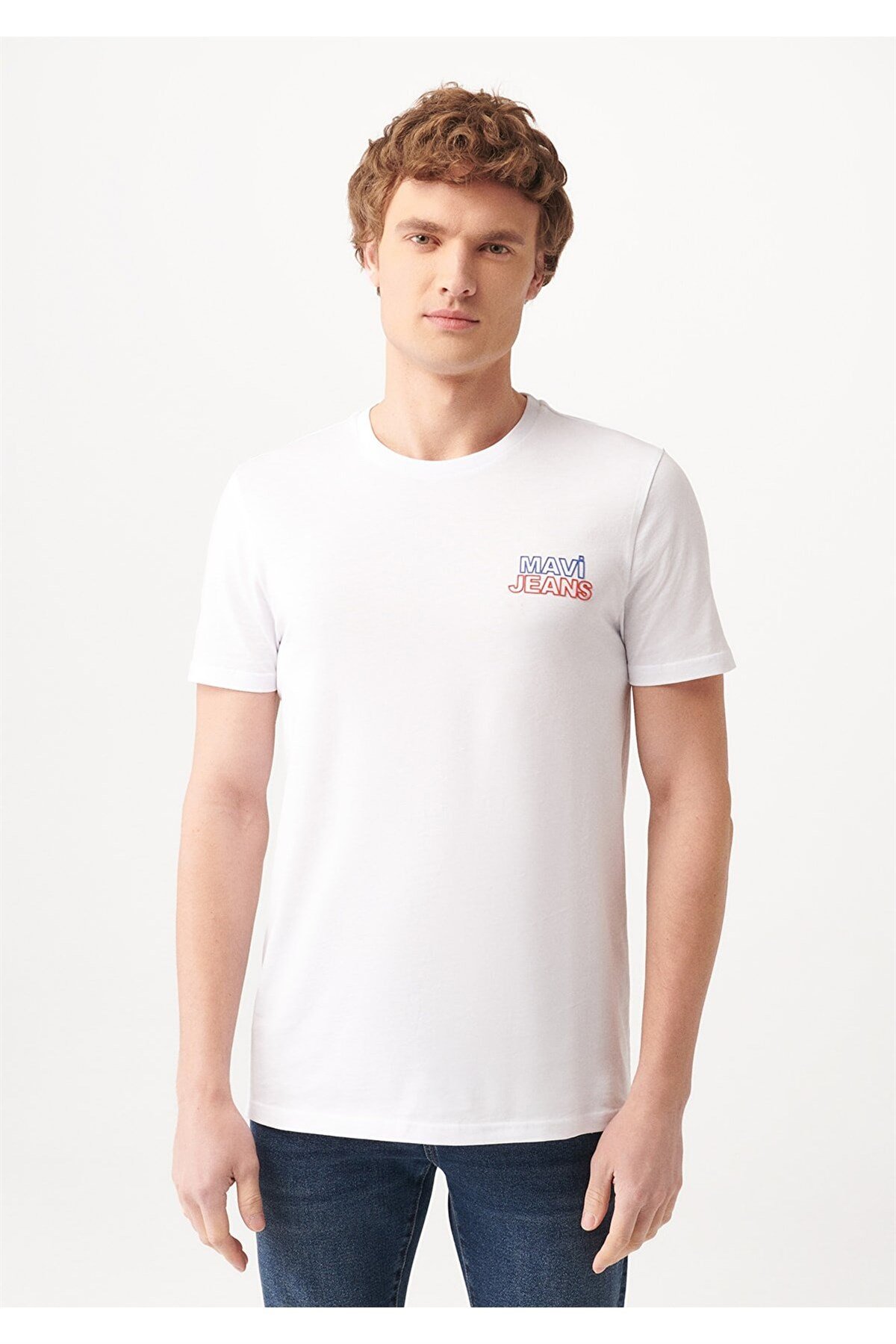 Mavi Baskılı Tişört Beyaz  066841-620