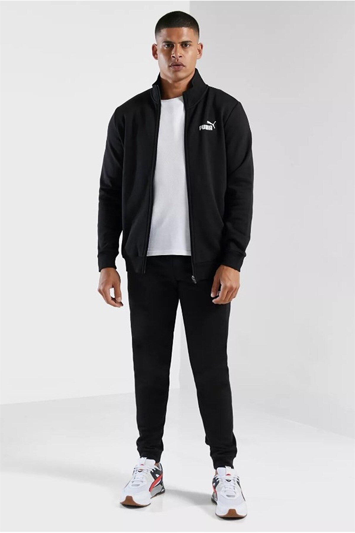 Puma Clean Sweat Suit Fl Puma Black Erkek Eşofman Takımı    58584101