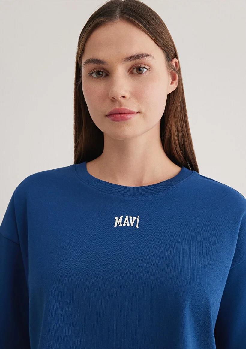 Mavi Yuvarlak Yaka Kısa Kollu Kadın T-Shirt 1611585-82625