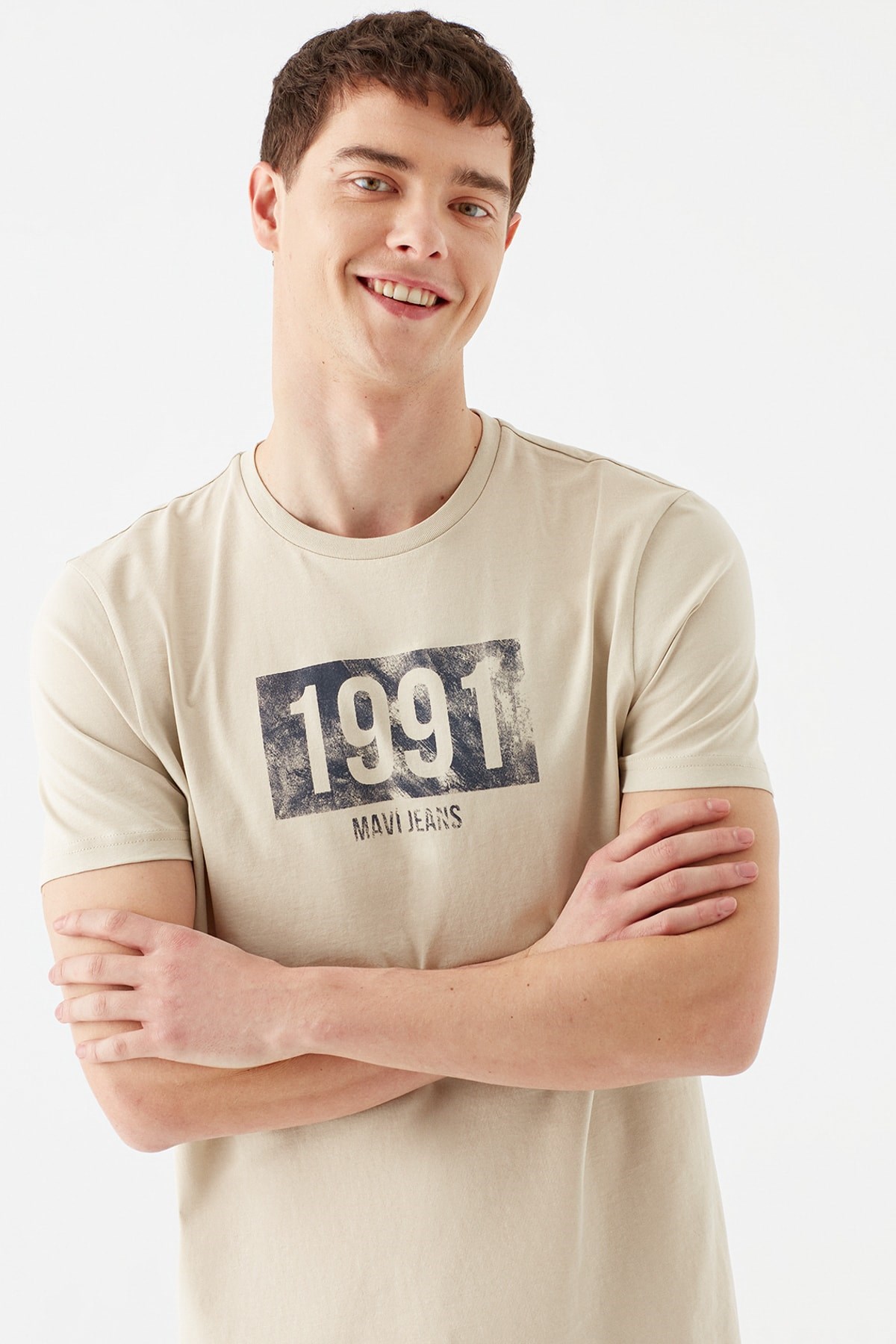 Mavi 2005 Baskılı Erkek T-Shirt