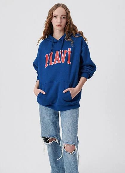 Mavi Logo Kapüşonlu Koyu Lavi Kadın Sweatshirt 066303-900