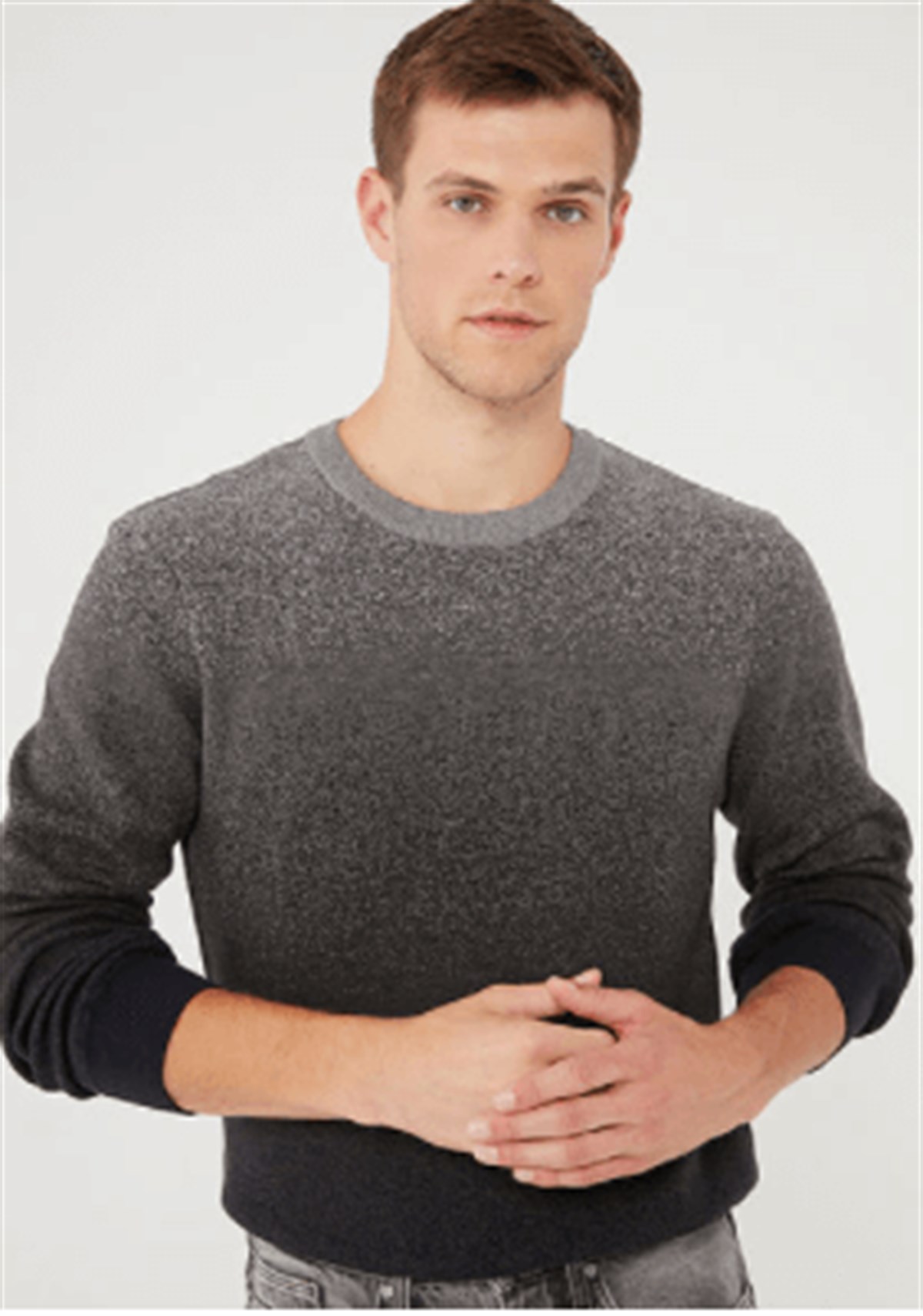 Mavi Bisiklet  Yaka Erkek  Kazak Gri Melanj 070779-34686