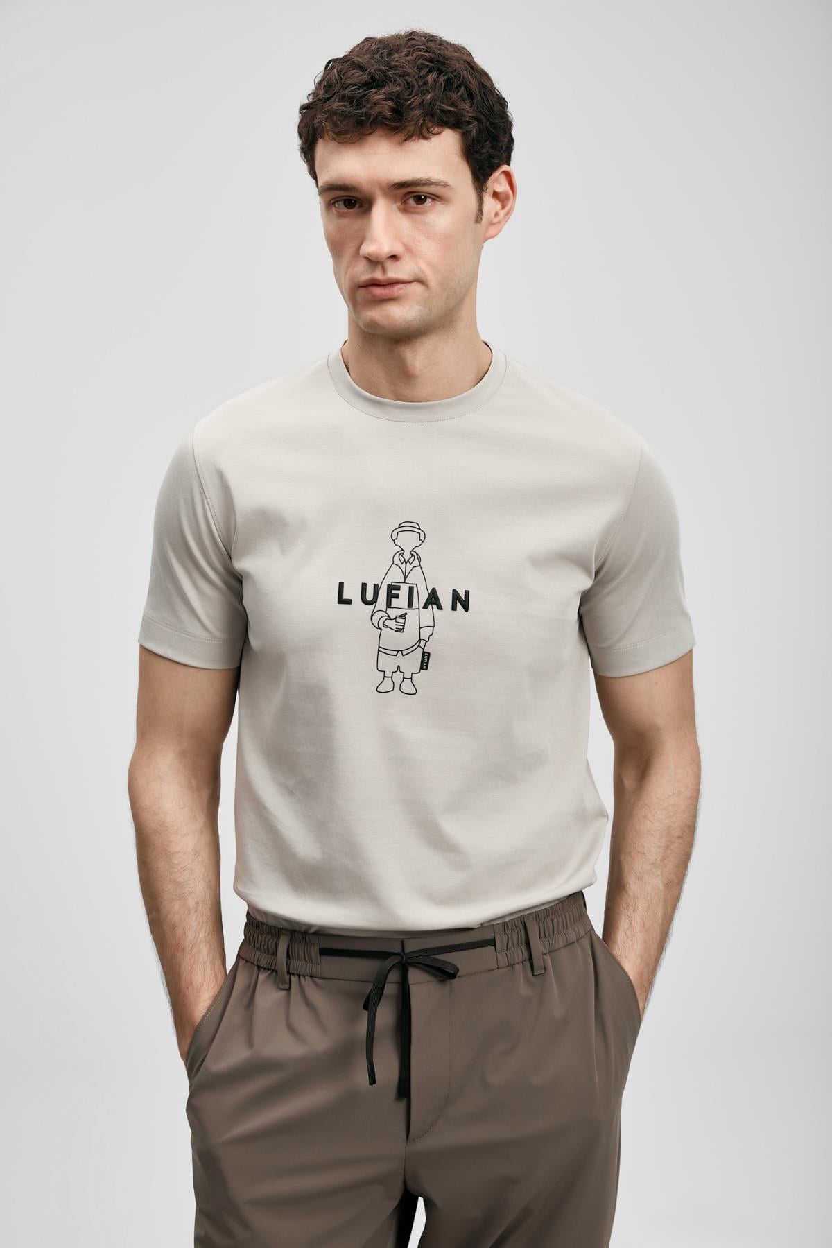 Lufian Sımbad Modern Grafik T- Shirt Lacivert-111020307