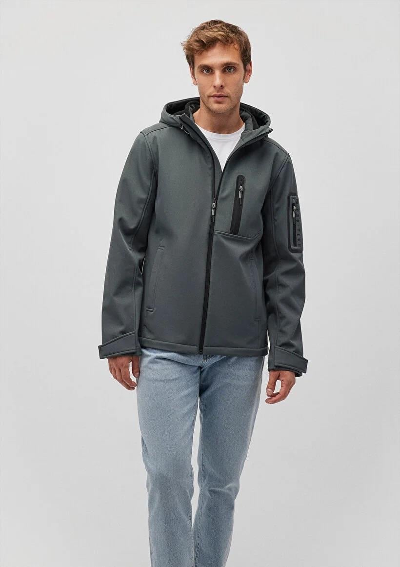 Mavi Kapüşonlu Erkek Ceket - 0110264-71598