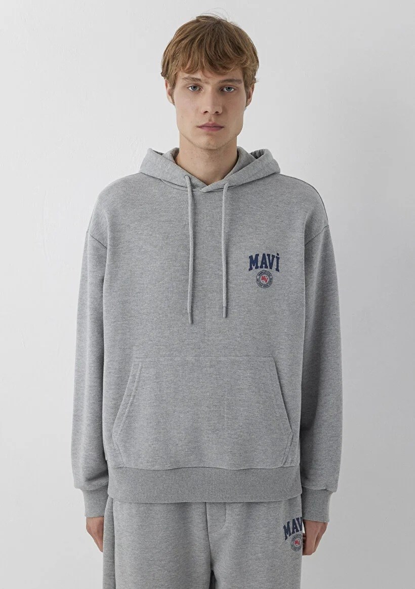 Mavi Logo Baskılı Kapşönlu  Erkek Sweatshırt-0S10656-80018