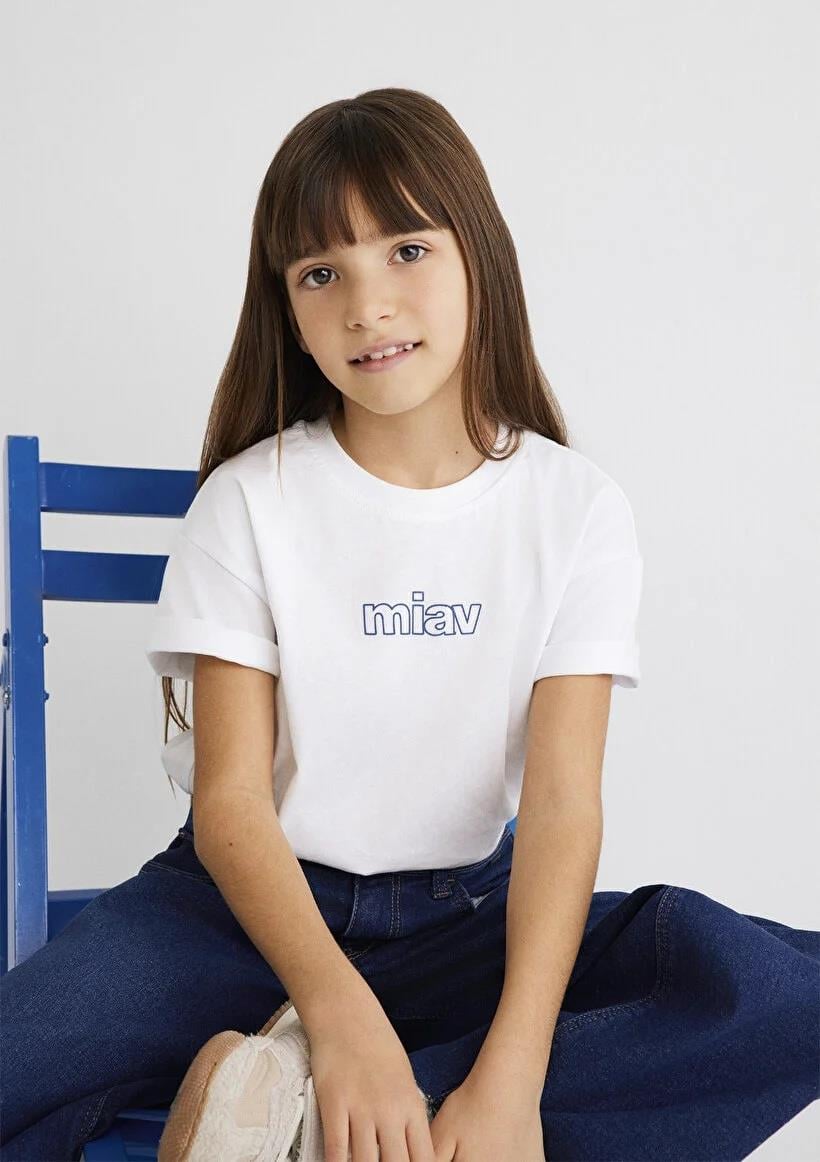 Mavi Mıav Baskılı  Beyaz Çocuk T-Shirt 7610158-620