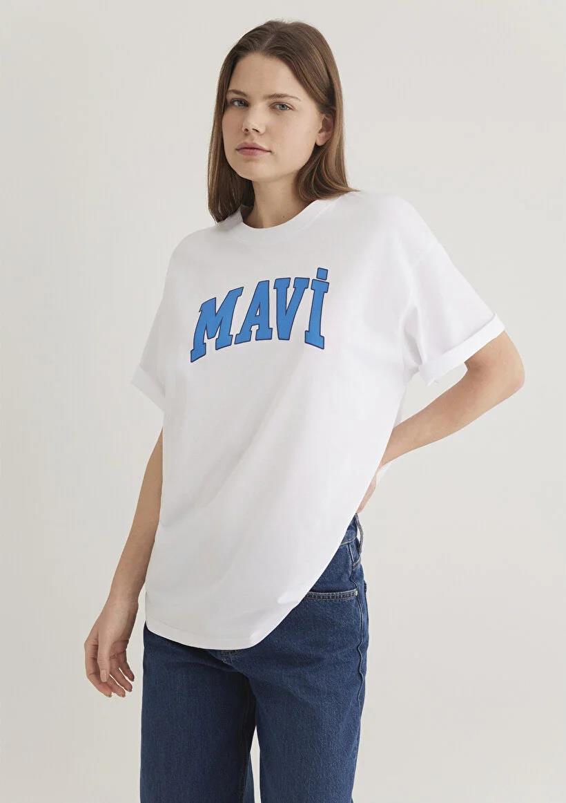 Mavi Baskılı  Süt Beyaz Kadın T-Shirt 1600843-70000