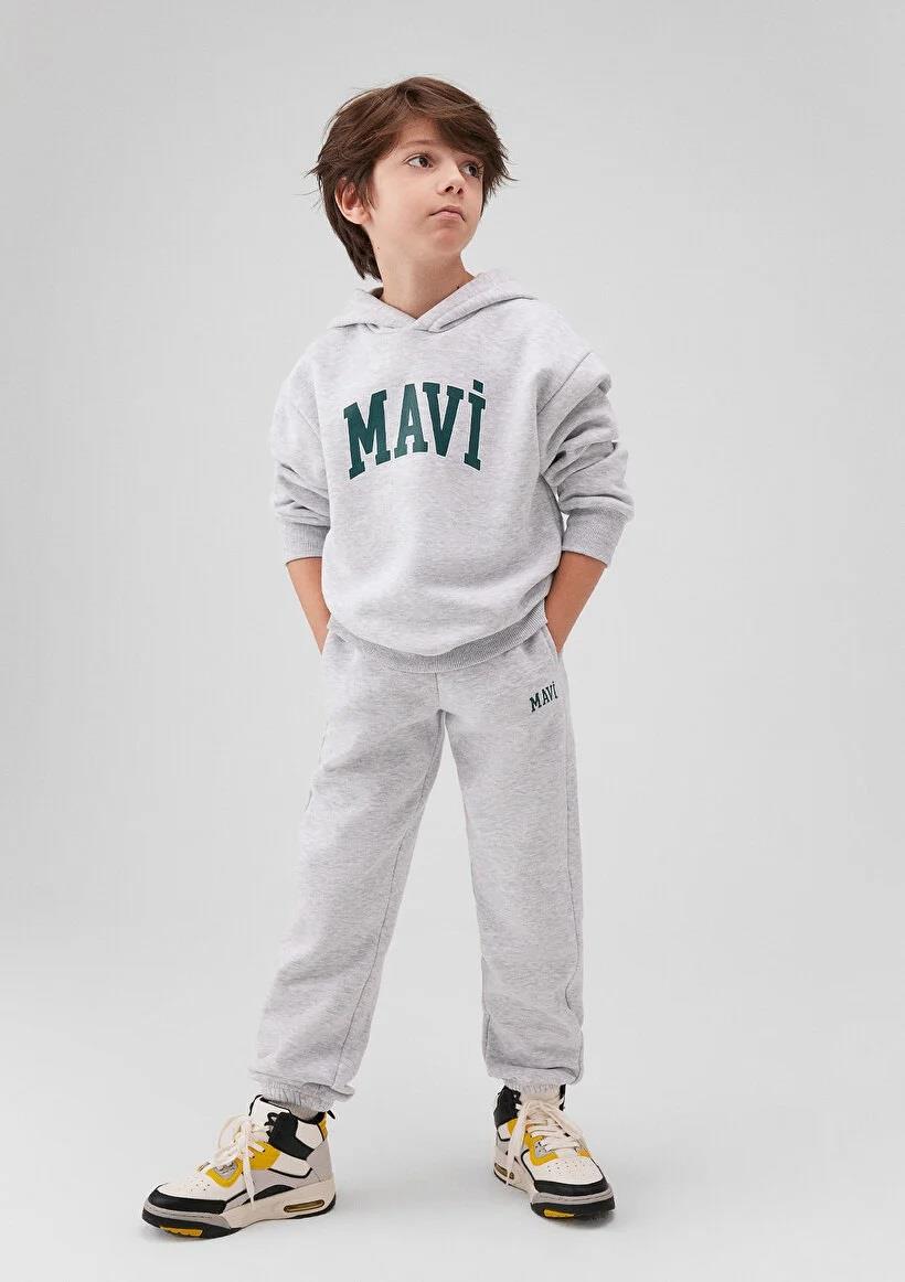 Mavi Kapşonlü Çocuk Sweatshirt