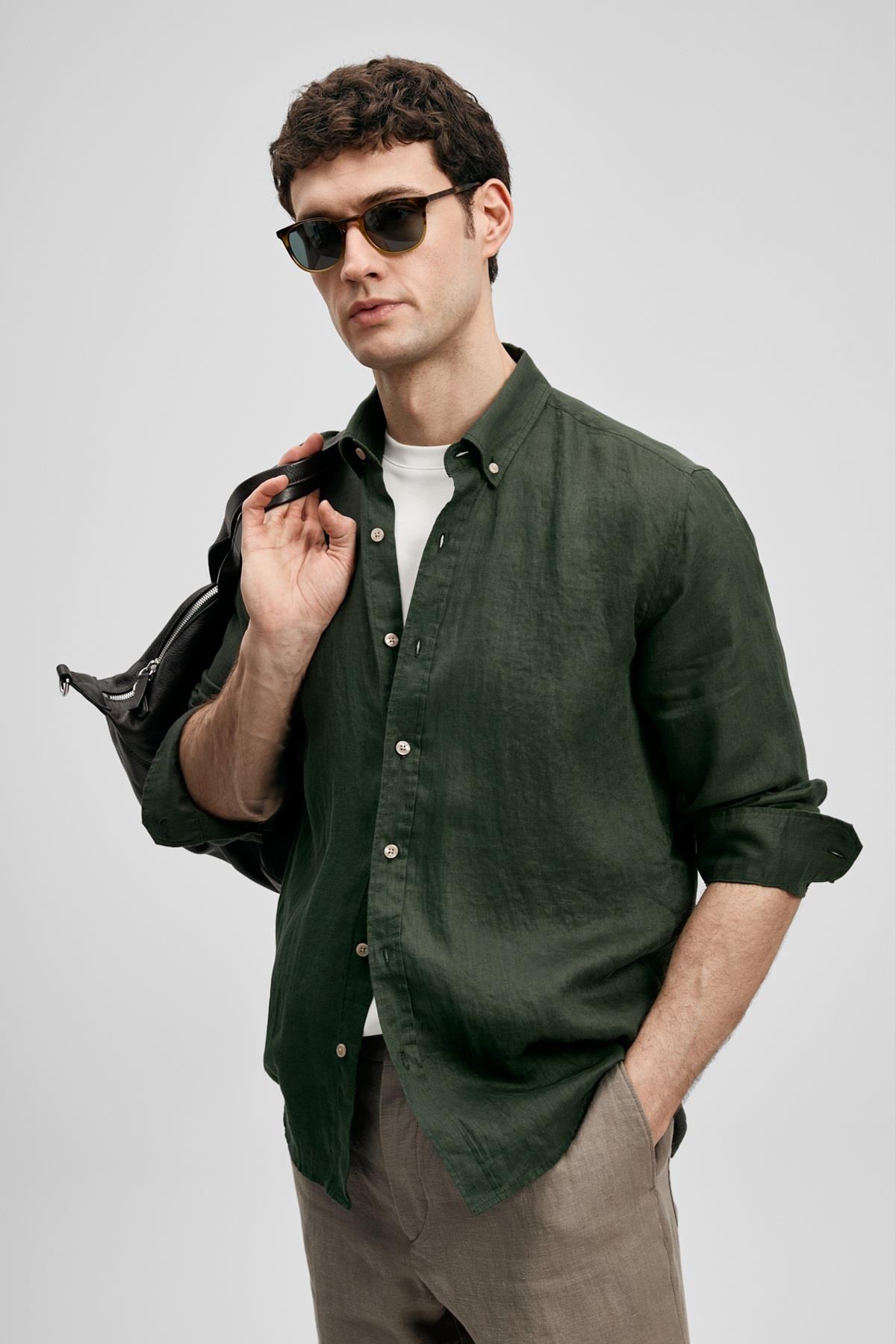 Lufian Pitaya Erkek Keten Gömlek Comfort Fit-111010654