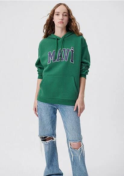 Mavi Logo Kapüşonlu Avcı Yeşi Kadın Sweatshirt 1600361-71892