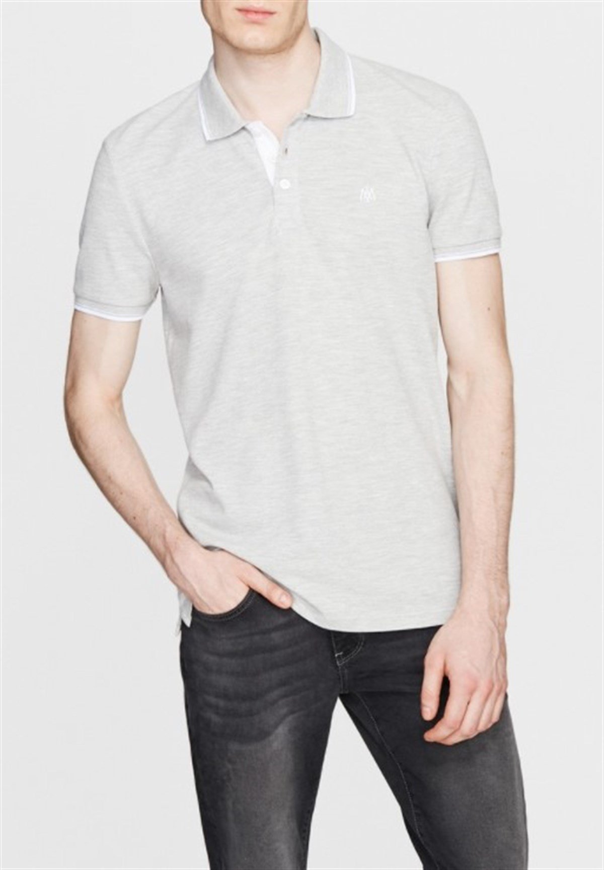 Mavi Polo Tişört Açık Gri Melanj 064164-28387