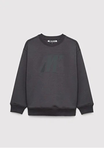 Mavi M Logo Grafik Sweatshirt Koyu Gri Çocuk Sweatshirt 6S10201-70763