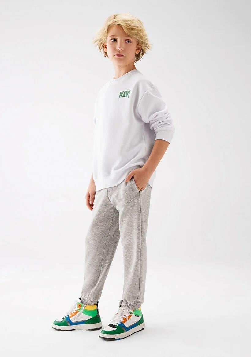 Mavi Logo Baskılı Örme Çocuk Pantolon 6010004-80196