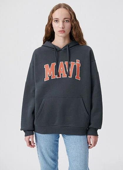 Mavi Logo Kapüşonlu Antrasit Kadın Sweatshirt 1600361-80106