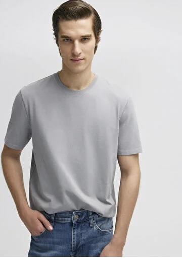 Mavi Basıc Bisiklet Yaka  Çelik Gri Erkek T-Shirt 0610252-70098