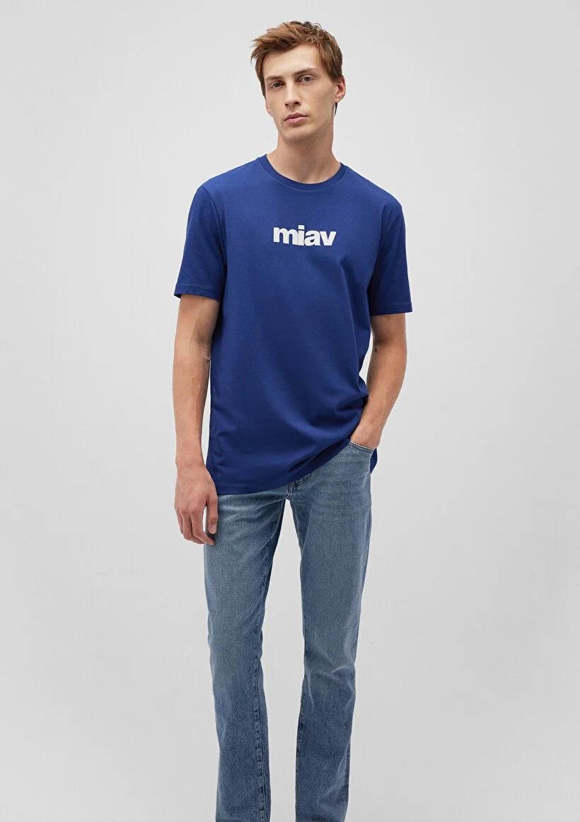 Mavi Miav Baskılı Mavi Erkek T-shirt 067153-70722