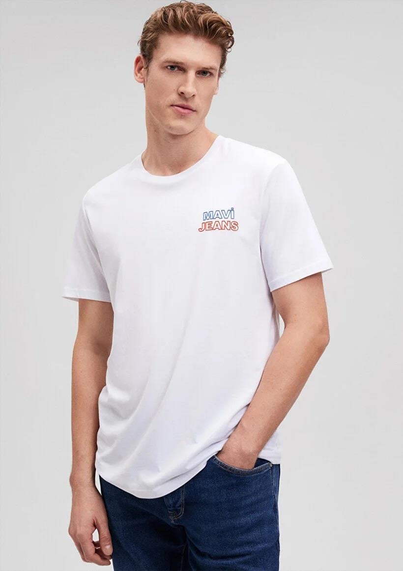 Mavi Baskılı Beyaz Erkek T-Shirt 066841-620