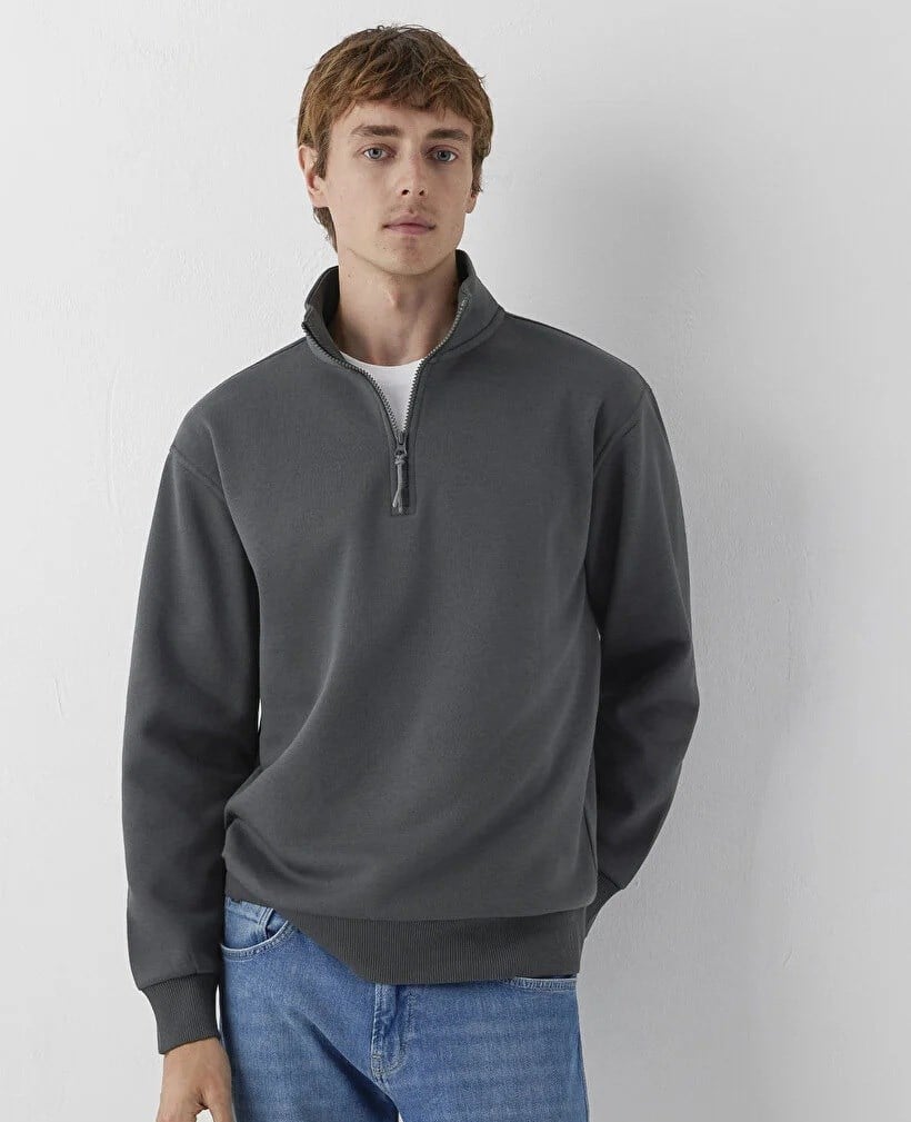 Mavi Yarım Fermuarlı   Erkek Sweatshirt 0S10278-91268