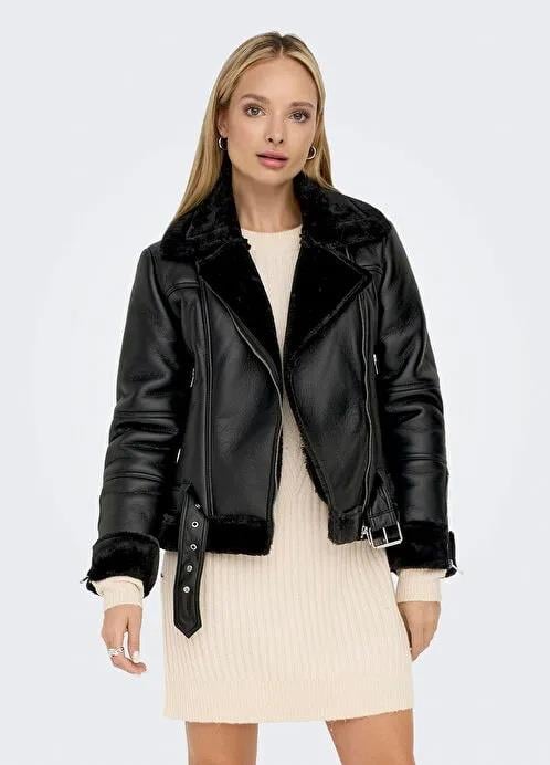 Only Onlagnete Faux Leather Bıker Kadın Mont