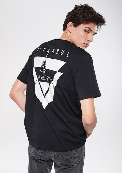 Mavi İstanbul Baskılı  Siyah Erkek T-Shirt 0611435-900