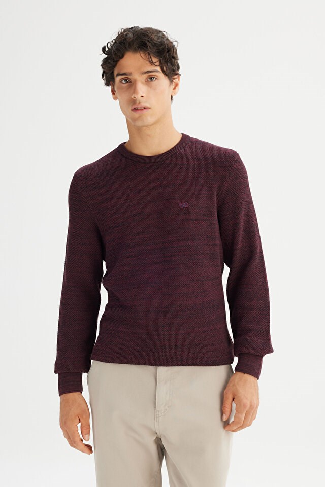 Lee Regular Fit Normal Kesim Bisiklet Yaka Bordo Triko Erkek Kazak L2520364810
