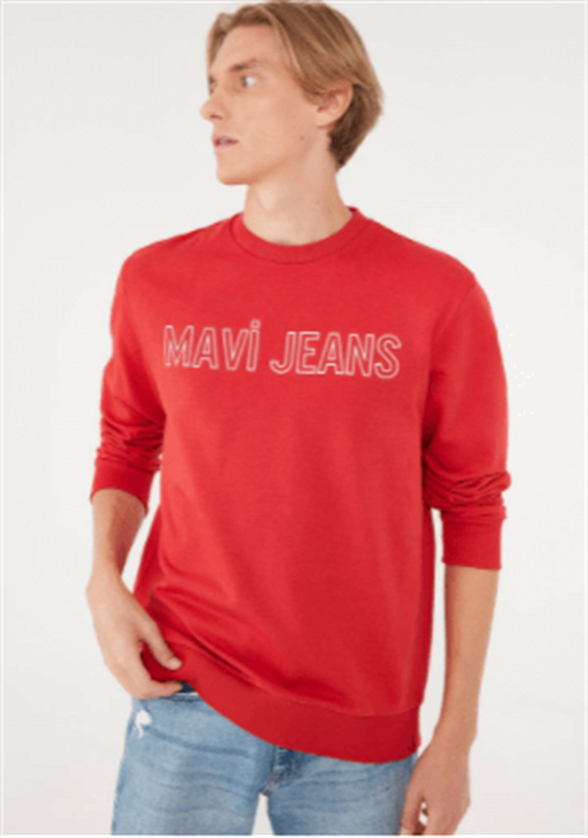 Mavi  Baskılı  Canli Kirmizi Erkek Sweatshirt  M065752-34535