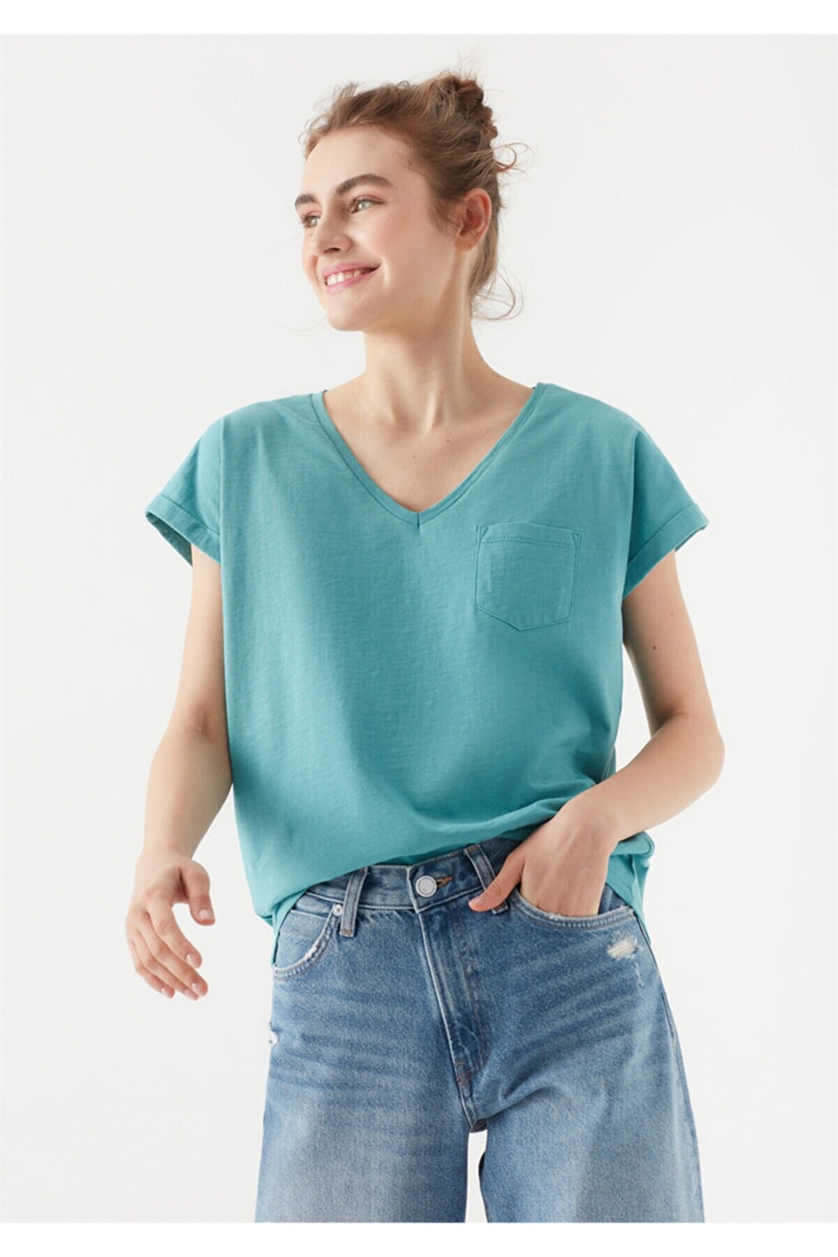 Mavi Basic Kadın T-Shirt Soluk Mavi