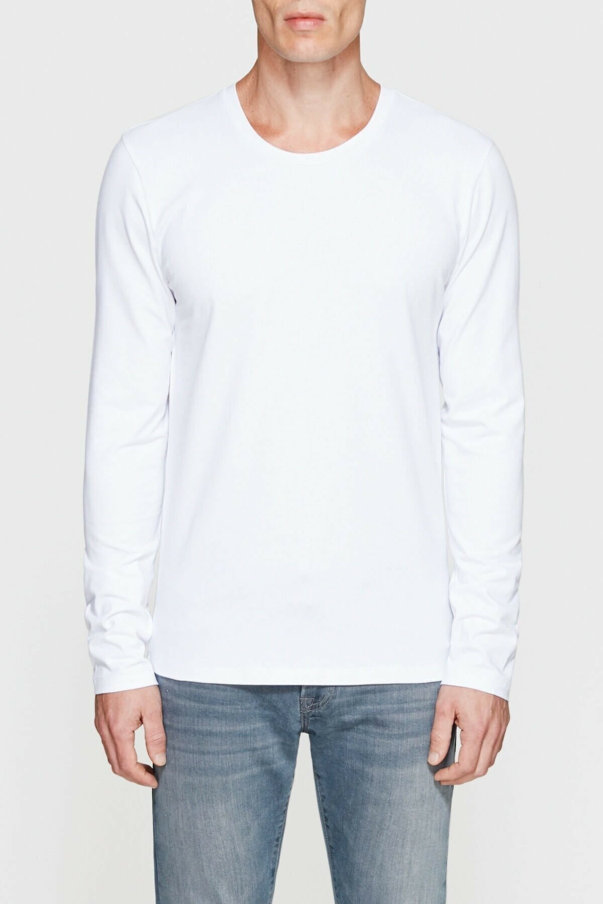 Mavi Uzun Kol  Beyaz Erkek Sweatshirt / M062477-23248