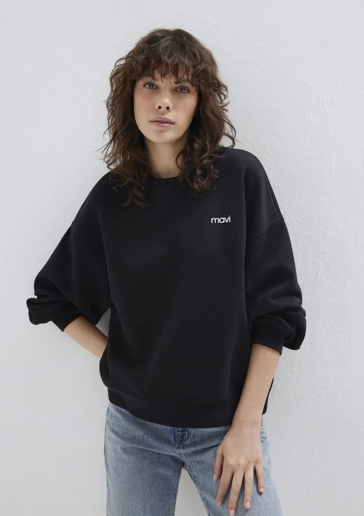 Mavi Logo Baskılı Siyah Sweatshirt 1S10490-900
