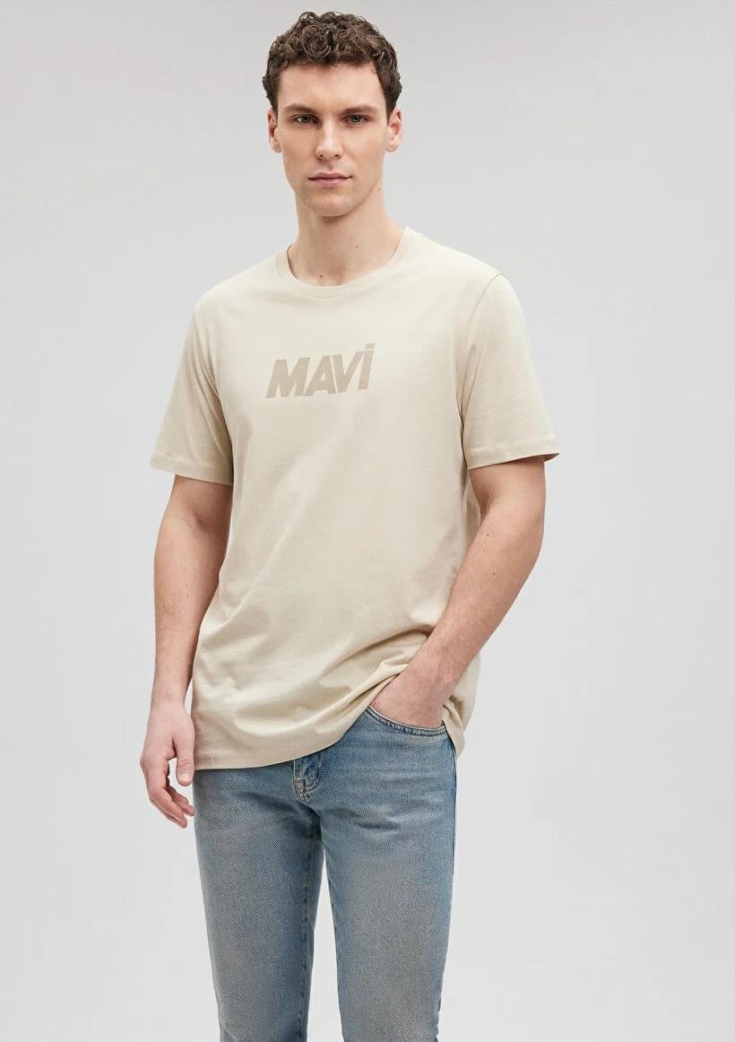 Mavi  Baskılı Soluk Bej Erkek T-Shirt 066846-70322