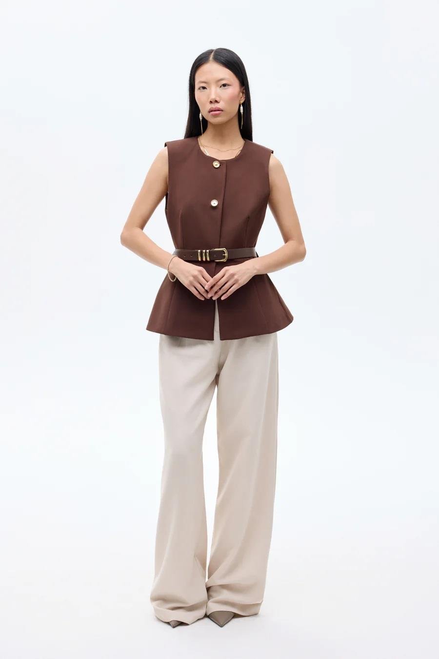 Quzu Bisiklet Yaka Kemerli Yelek 25YYLK00163