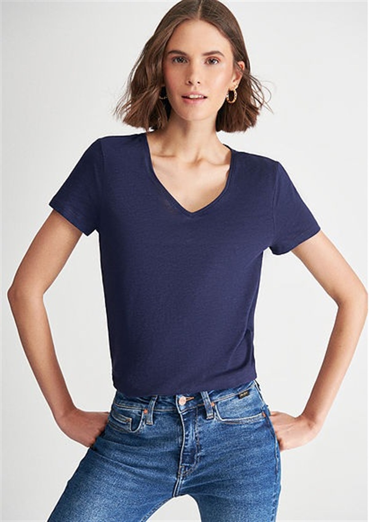 Mavi Basic V Yaka T-shirt Derin Lacivert 168260-80729