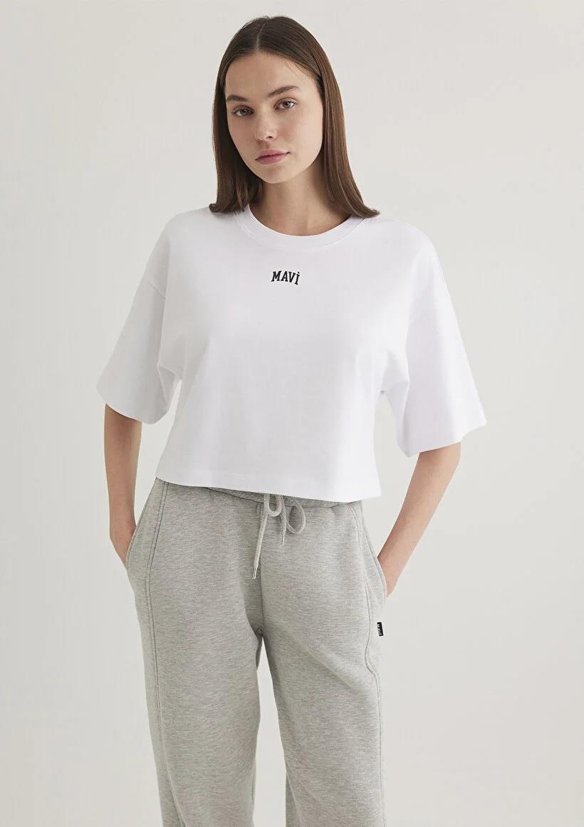 Mavi Yuvarlak Yaka Kısa Kollu Kadın T-Shirt 1611585-620