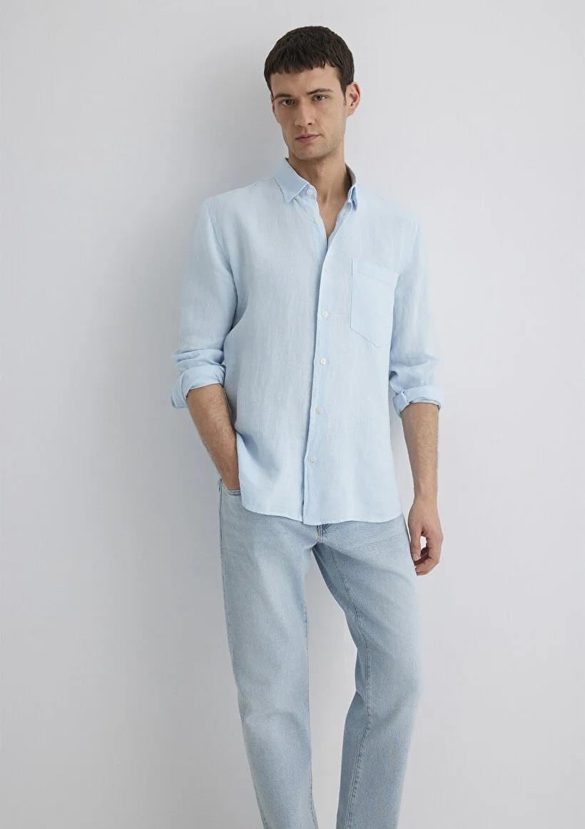 Mavi Uzun Kol Erkek Gömlek 0211472-70815