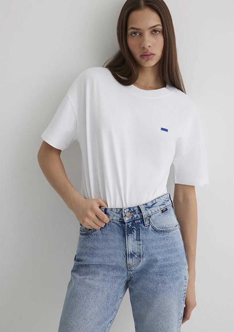 Mavi Kısa Kollu  Ust  Beyaz Kadın T-Shirt 1612188-620