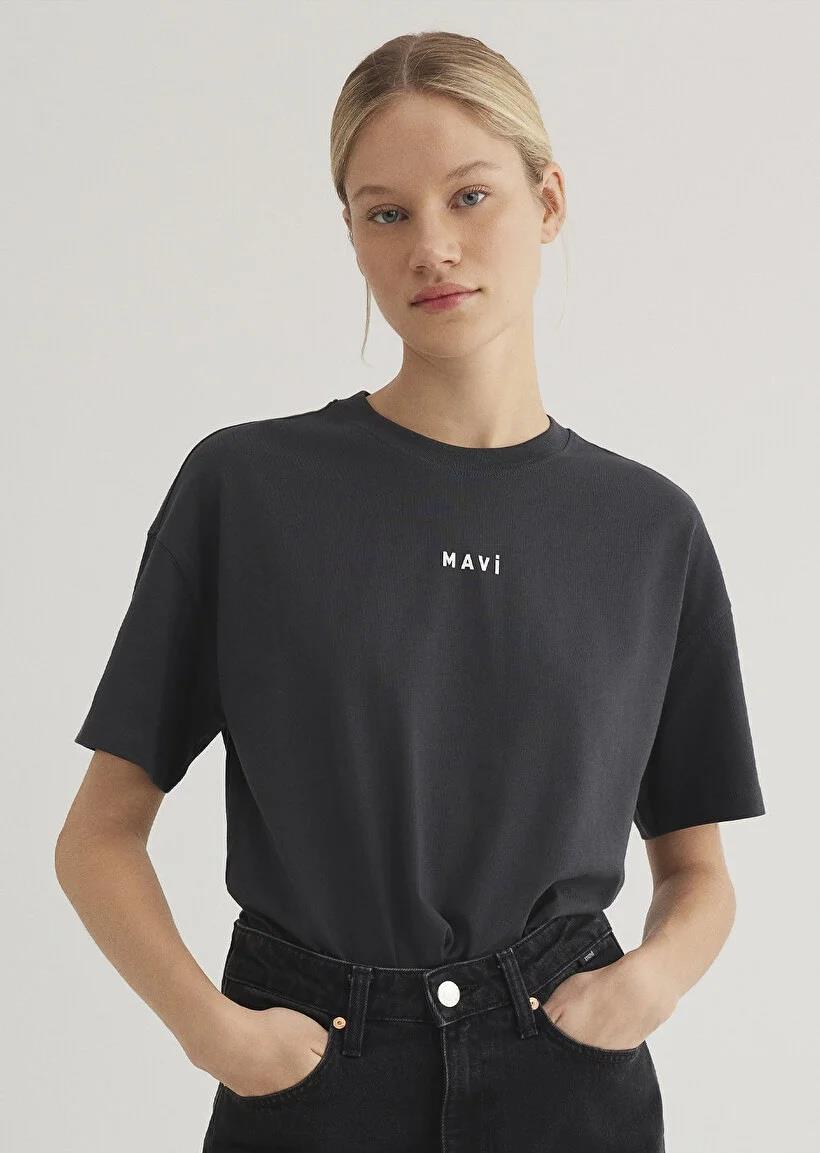Mavi Mavı Baskılı  Kömür Kadın T-Shirt 1612518-70087
