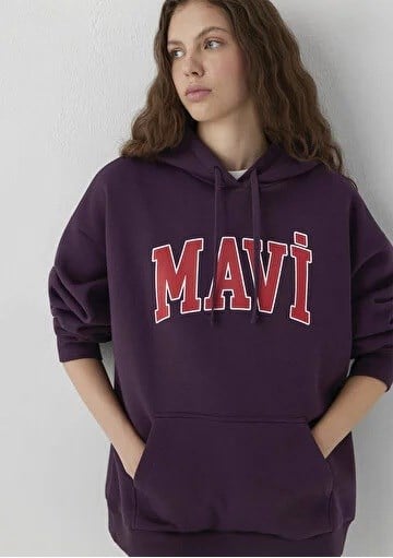 Mavi Logo Baskılı Oversize Kadın Sweatshirt-1600361-70635